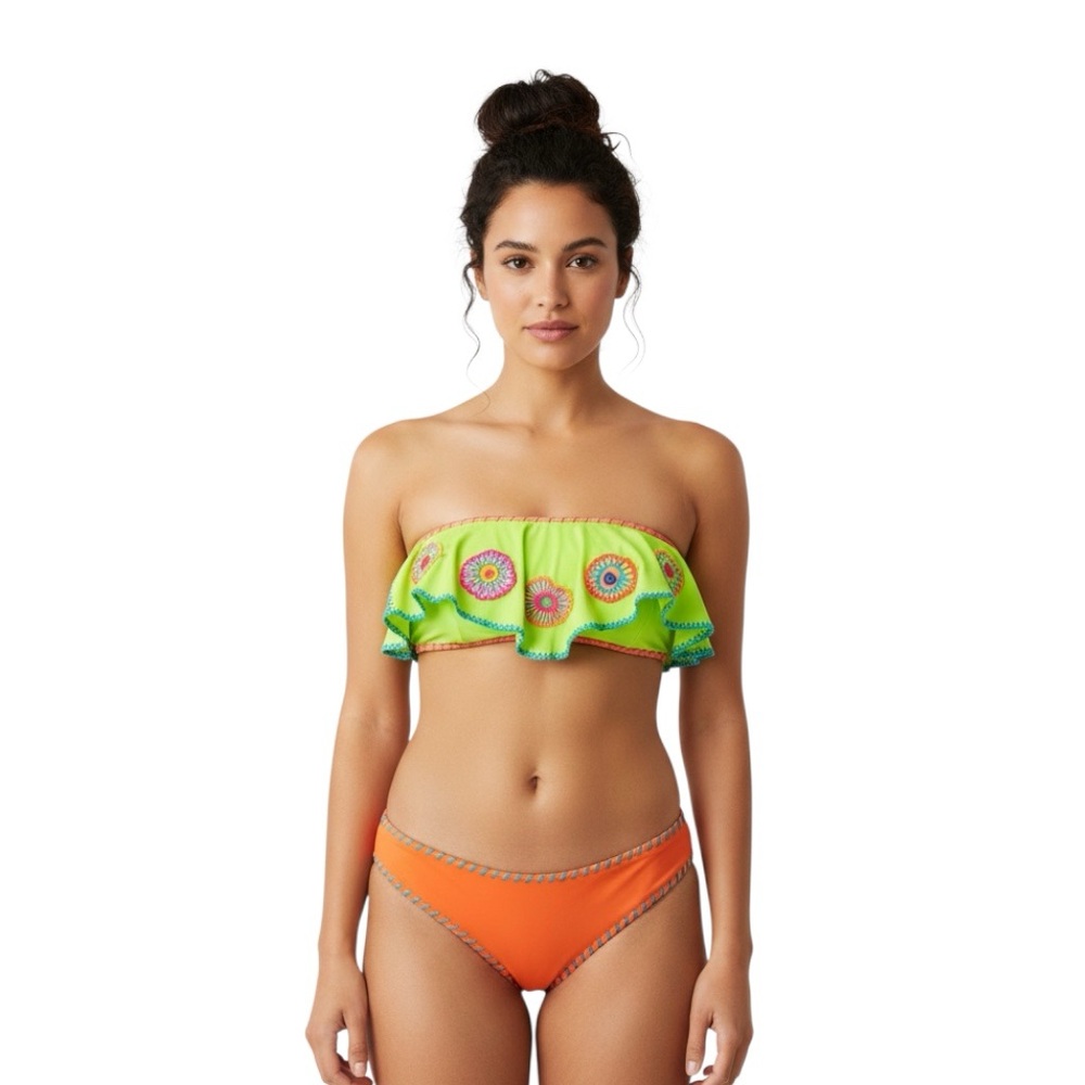Small-M Daniela Lazo Bikini Neon Beach Barbiecore Spring Break Swimsuit Green